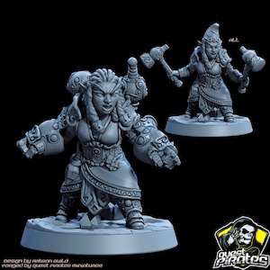 3D Printed Gnome Miniature - Female Arcane Fighter, 24mm Unpainted, Tabletop Gaming