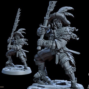 Human Fighter Female 32mm unpainted miniatures Tabletop Miniatures Human miniature dnd figures 3d printed
