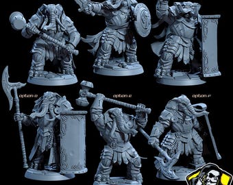 3D Resin Loxodon Warrior Miniature: Unpainted Tabletop RPG Figure (36mm)