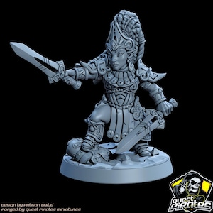 Gnome Fighter Female Miniature - 30mm Unpainted, 3D Printed for Tabletop RPG
