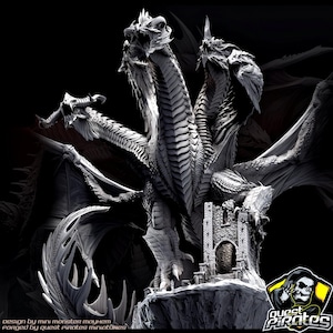 Tiamat – Queen of Dragons | 200mm 3D Resin Miniature | High-Detail 12K Print | Epic D&D Boss Monster