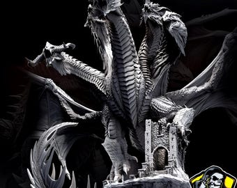 3D Printed Tiamat Miniature: Queen of Dragons, Tabletop RPG Figure (200mm)