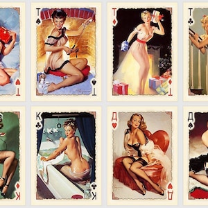 Cartes à jouer érotiques. Cartes de poker. Cartes bridge. Art pin up filles