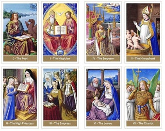 Religious tarot deck. Ancient Book of Hours