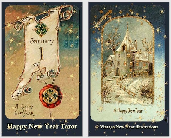 ヴィンテージニューイヤータロットデッキ：20世紀の手作りイラスト