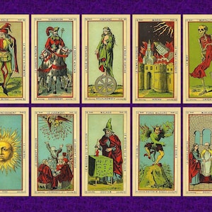 Baraja de tarot Etteilla. Reproducción de cartas del tarot antiguo