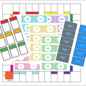 Monopoly board game template. Digital download