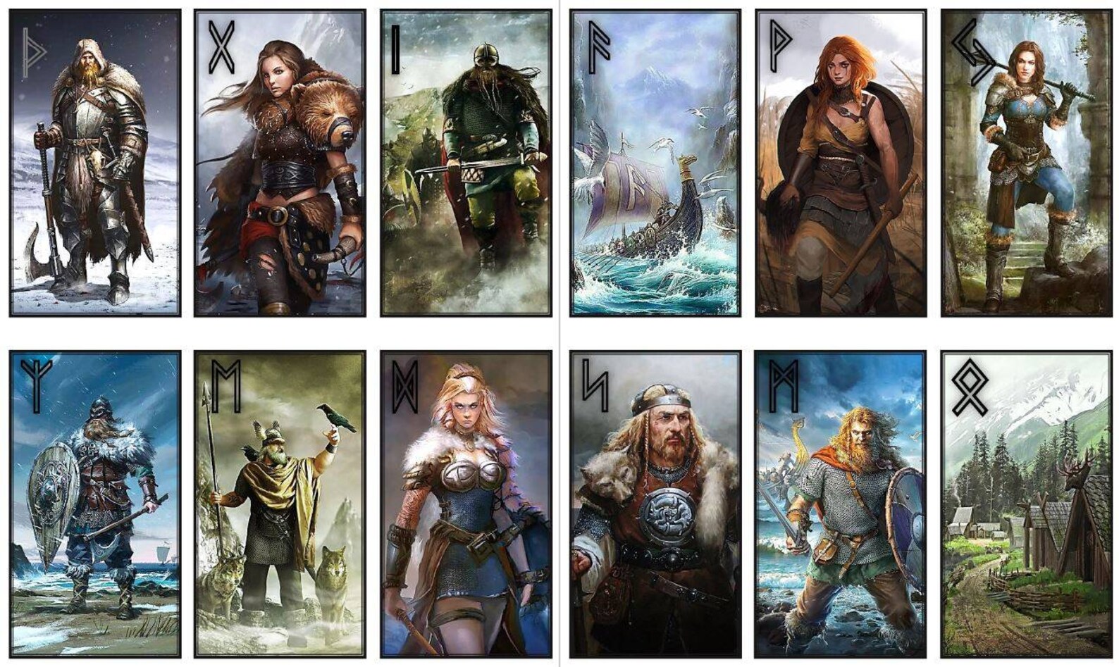 viking-runes-cards-deck-rune-casting-elder-futhark-etsy