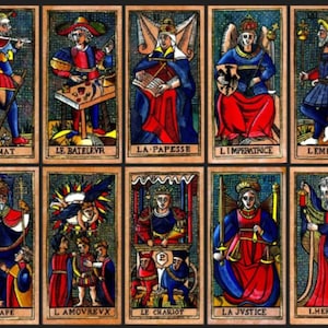 Jeu de tarot des arcanes majeurs. Tarot de Marseille ancien