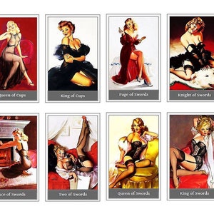 Pin Up Girls Tarot Deck. Erotische Vintage-Kunst.