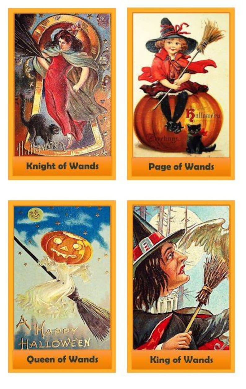 Halloween tarot deck. Vintage Halloween illustrations Etsy