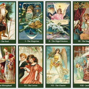Jeu de tarot de Noël. illustrations vintage du père Noël