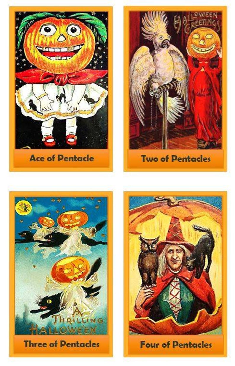 Halloween tarot deck. Vintage Halloween illustrations Etsy