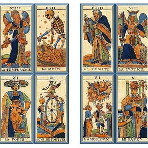 Ancient tarots of Bologne. Vintage Italian tarot deck reproduction