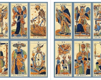 Ancient tarots of Bologne. Vintage Italian tarot deck reproduction
