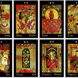 Gotische Lenormand-orakelkaarten.