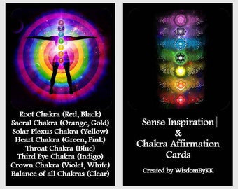 Sense inspiration and Chakra affirmation deck. Daily oracle