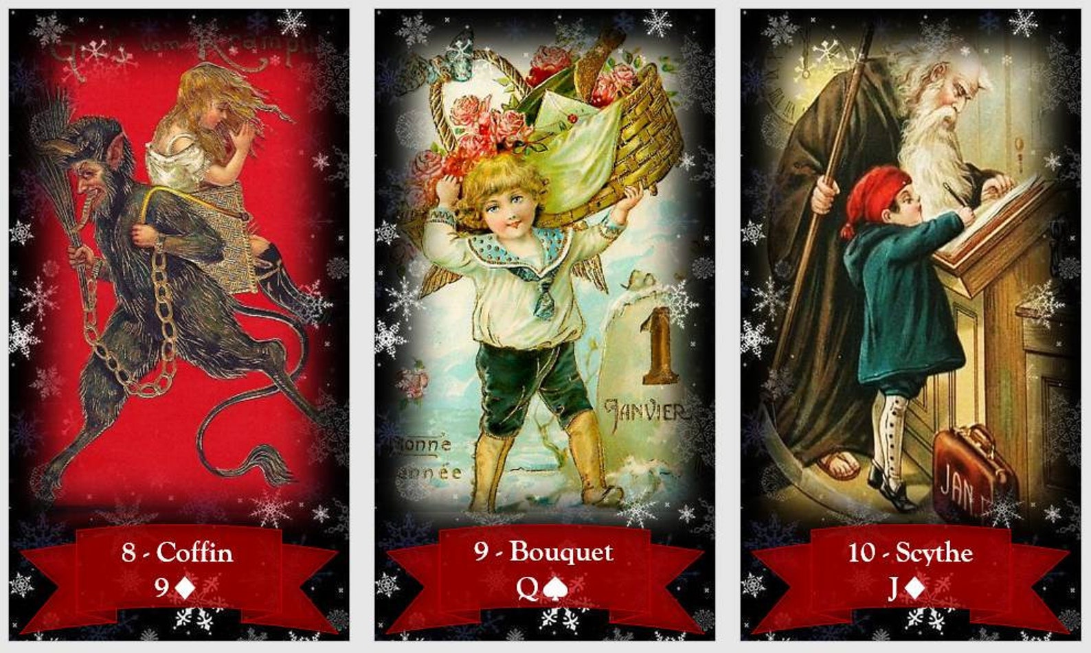 Cartes Oracle Lenormand Noël Vintage - Jeu Divination Madame Lenormand 36 Cartes