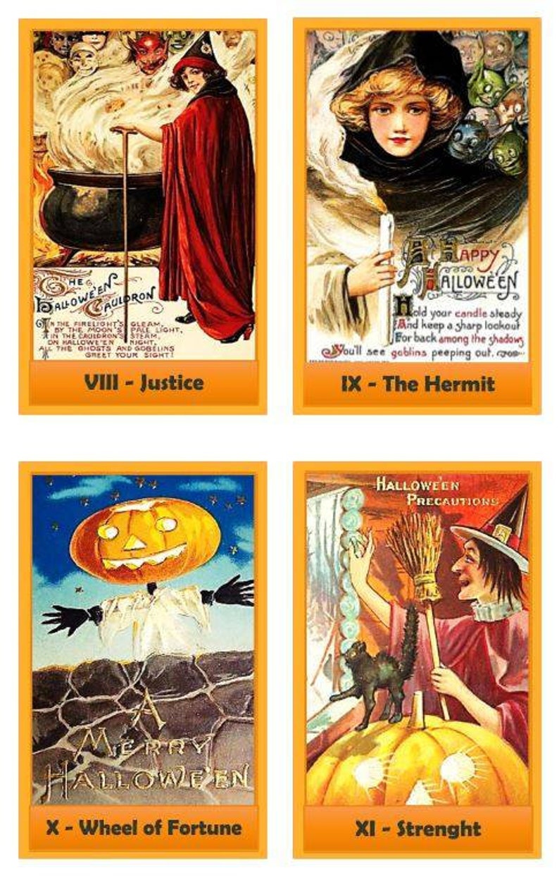 Halloween tarot deck. Vintage Halloween illustrations Etsy