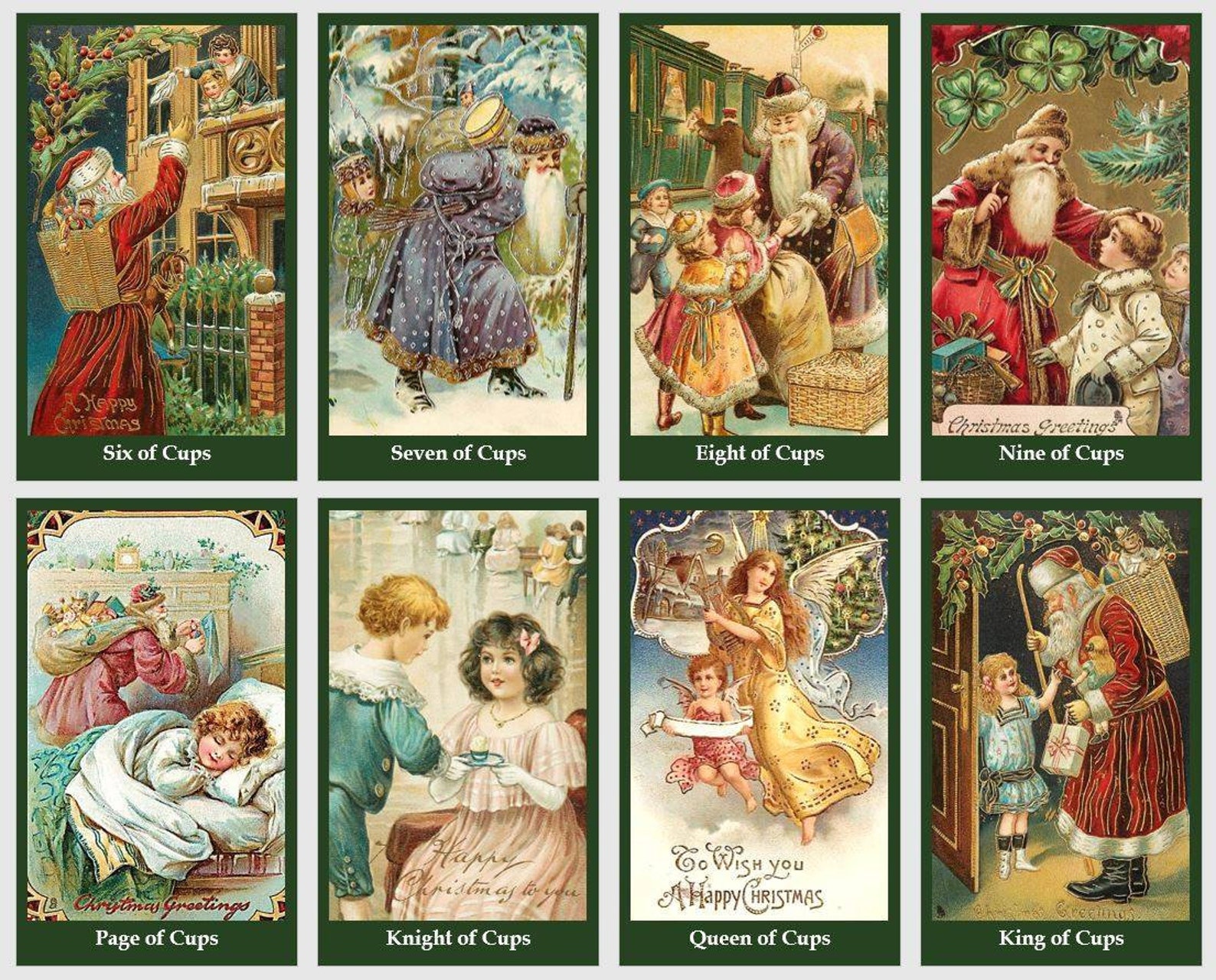 Christmas tarot deck. Vintage Santa Claus illustrations  Etsy