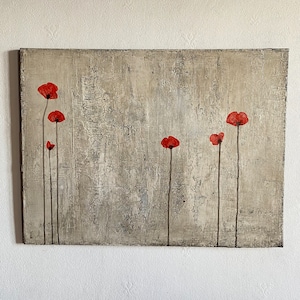 Original abstract textured Poppies Painting