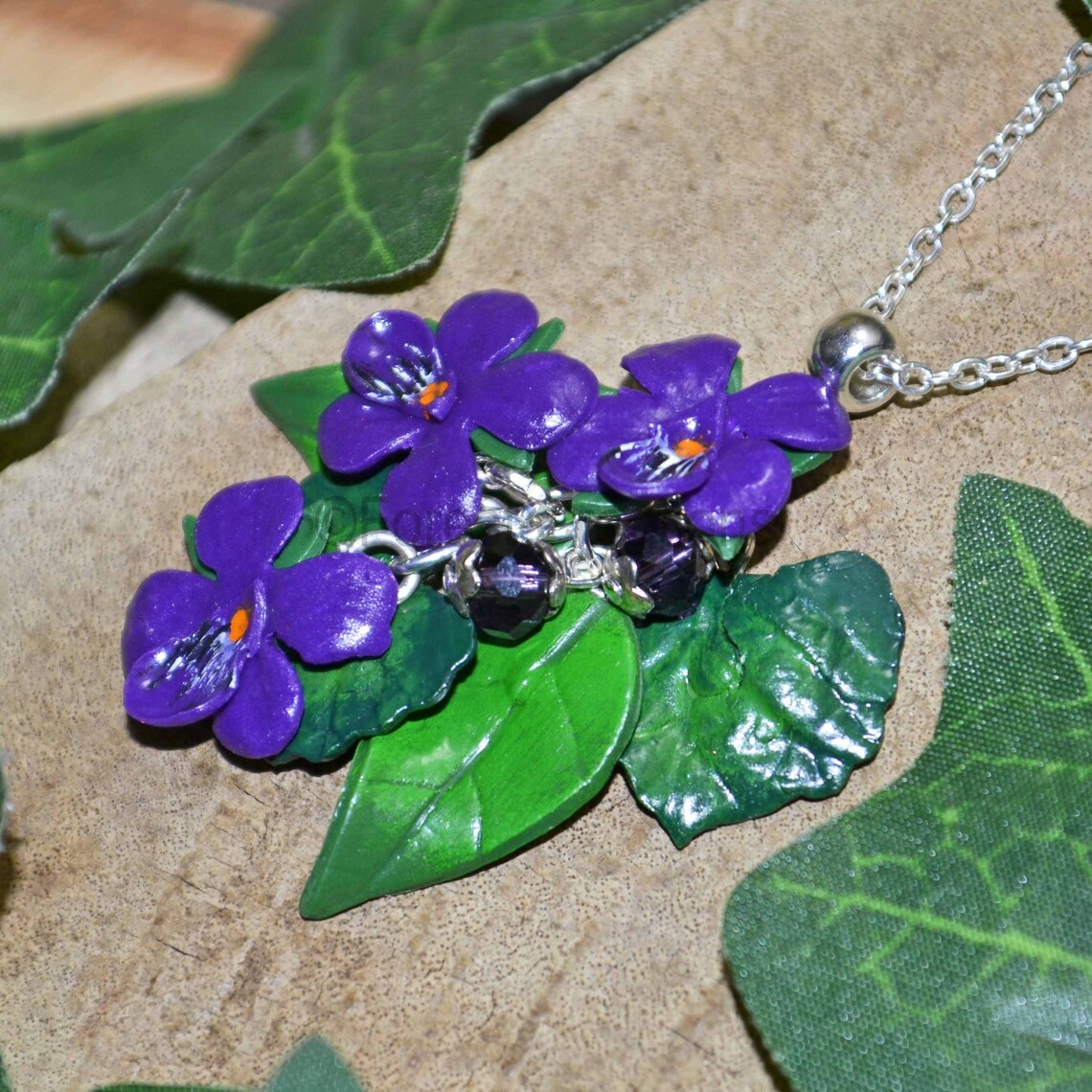 Violet Pendant Violet Necklace Etsy