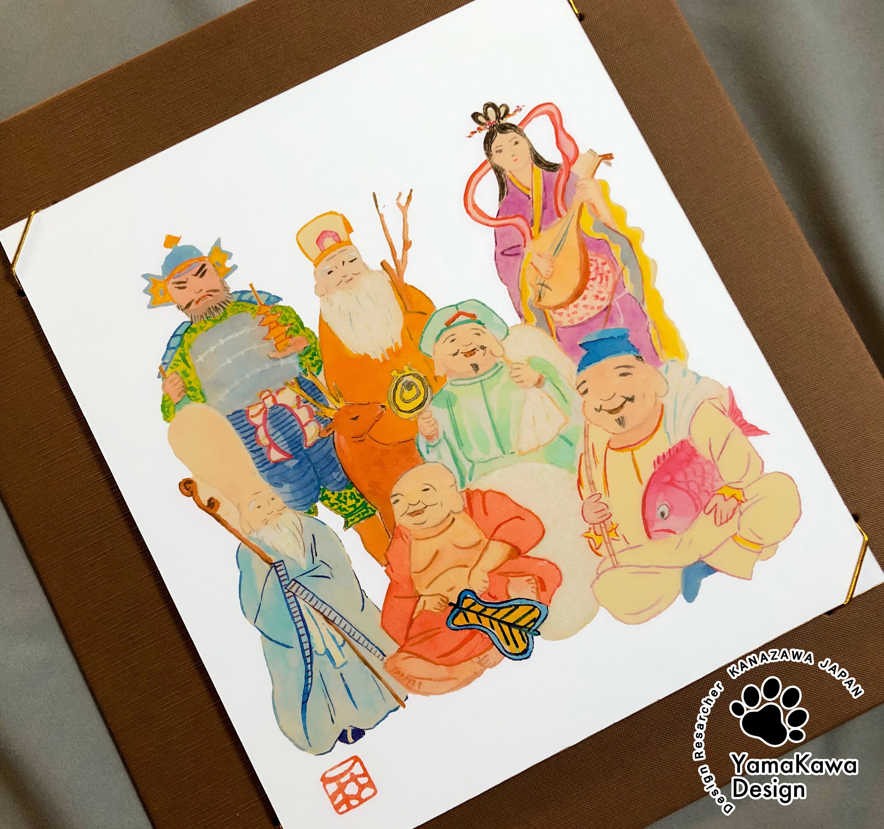 絵画 GOD Japanese Vintage Art: Seven Gods «frame Art»【shichifukujin