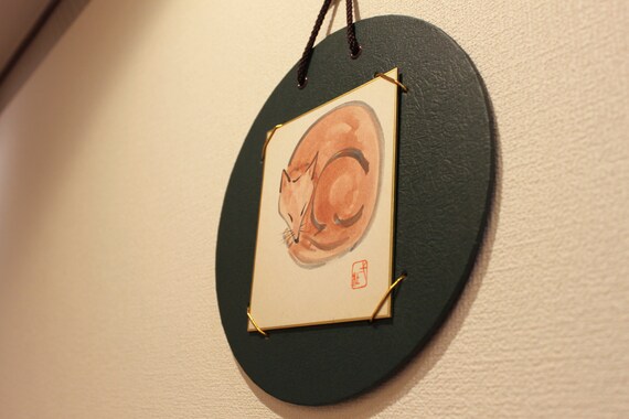 OR001 Japanese Vintage Art: Curled up Fox【marugitsune】itto OKADA