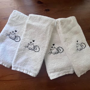 Embroidered Hand Towels Bees, Cats, Guest Towels