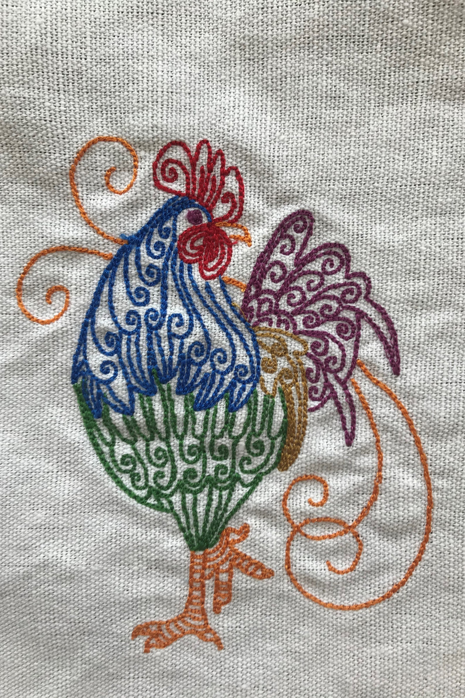 Chicken Embroidery Linen Tea Towel Chicken Art Kitchen Etsy