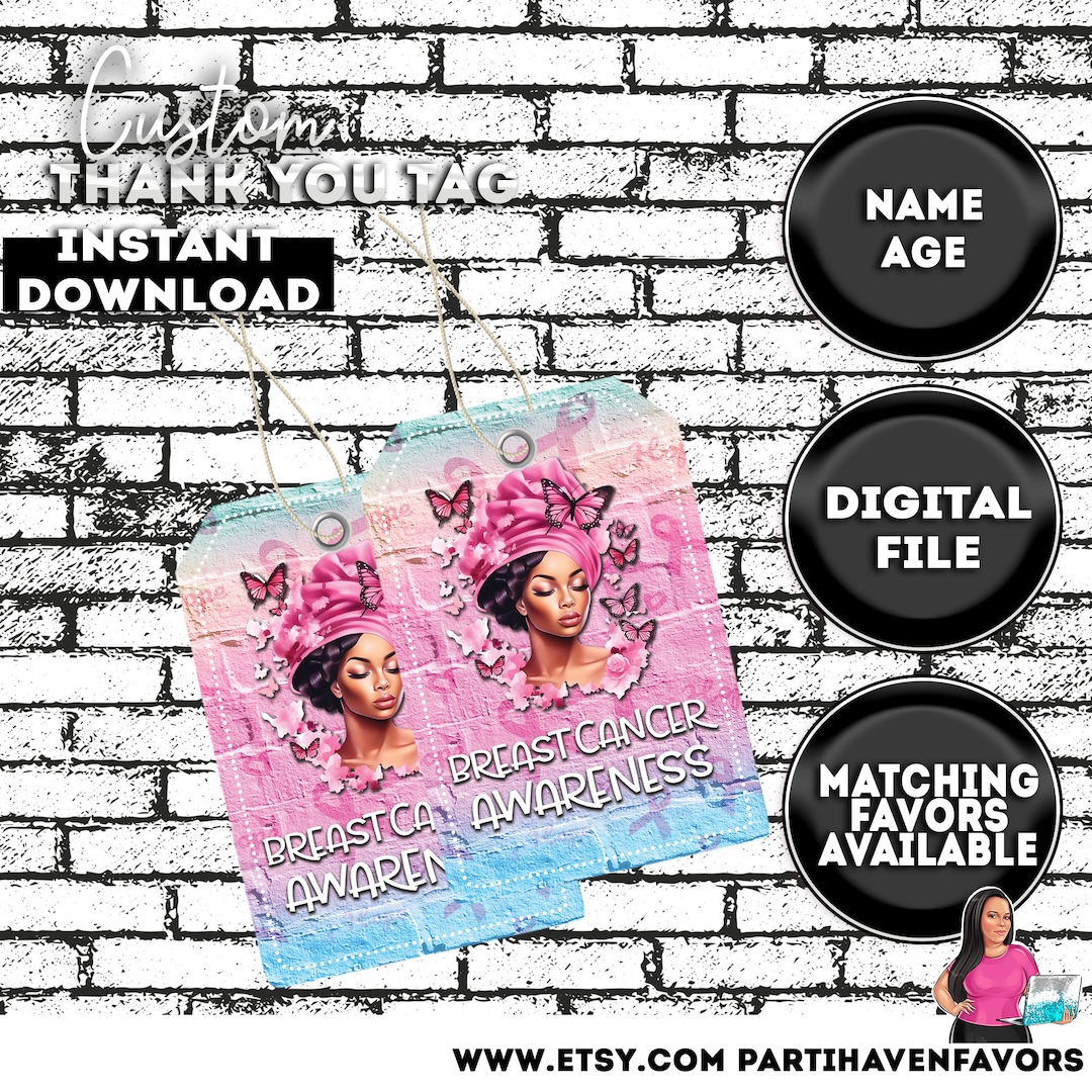 Thank You Tag Breast Cancer Awareness Digital Instant Download