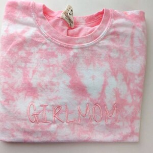 Girl Mom embroidery Adult Tie dye Shirt image 3