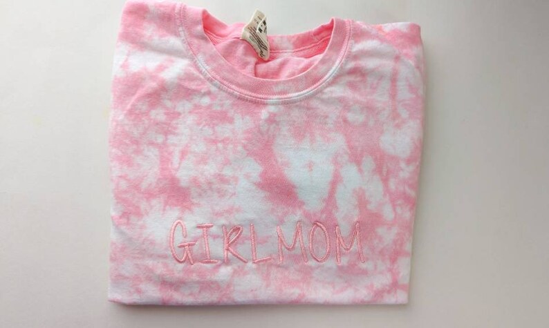 Girl Mom embroidery Adult Tie dye Shirt image 3