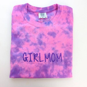 Girl Mom embroidery Adult Tie dye Shirt image 2