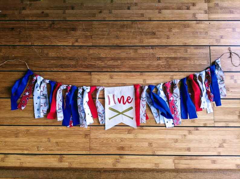 1st Birthday Banner Baseball Fabric Banner Baseball High Chair Banner Highchair Banner Baseball First Birthday Banner Baseball Birthday