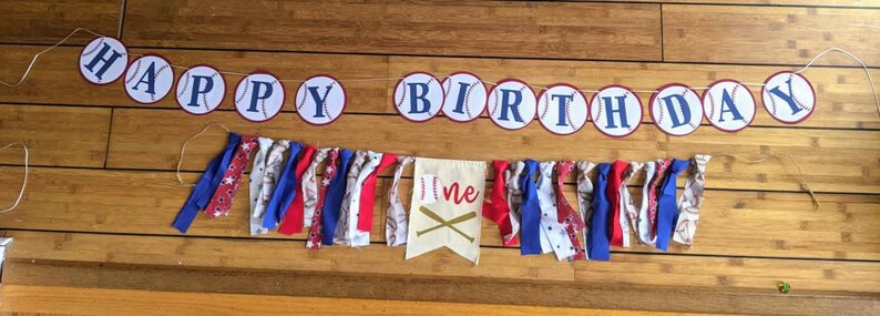 1st Birthday Banner Baseball Fabric Banner Baseball High Chair Banner Highchair Banner Baseball First Birthday Banner Baseball Birthday