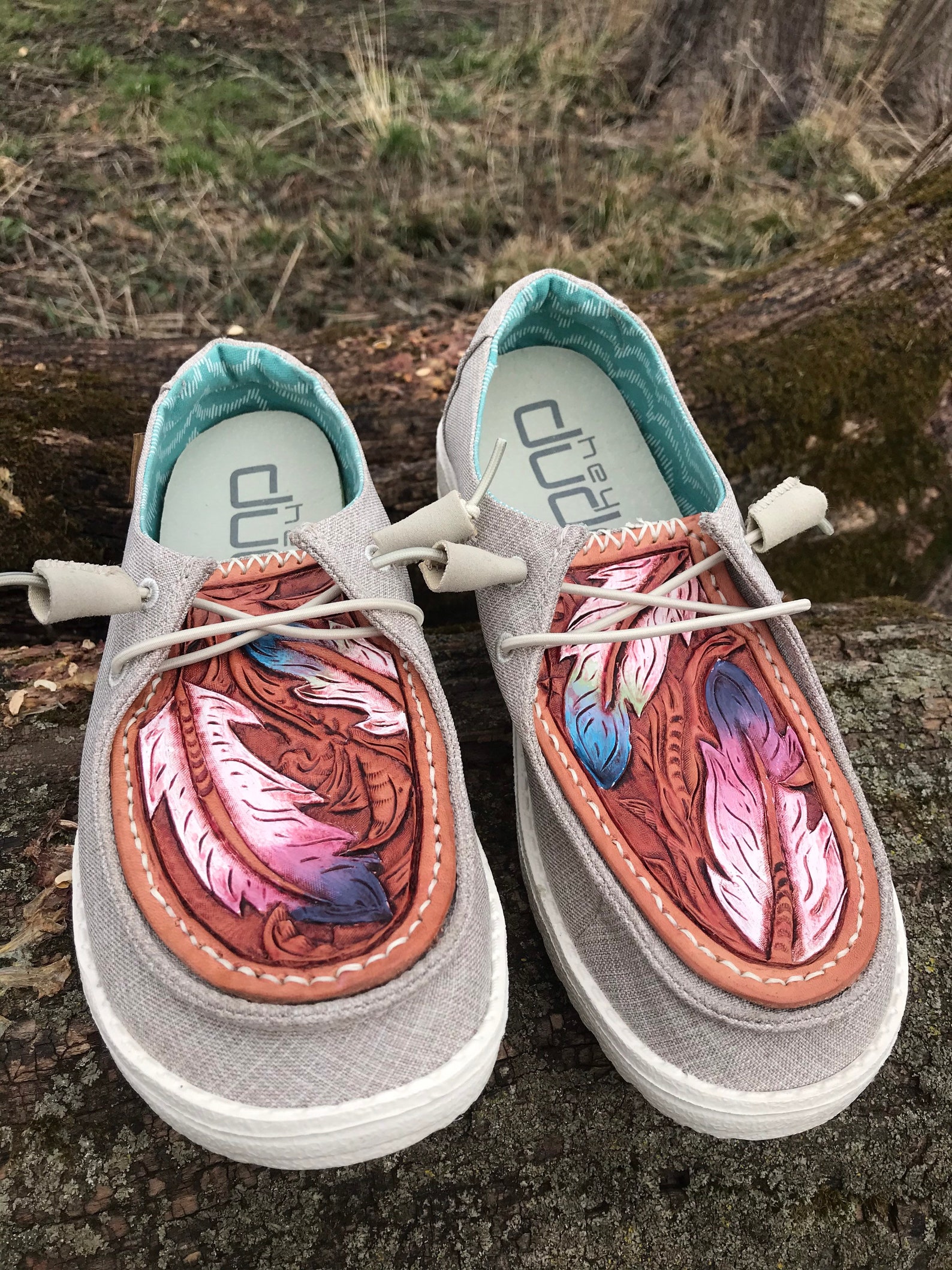 Hand tooled leather Hey Dudes leather Hey Dudes tooled | Etsy