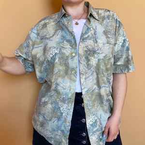 EU48 Vintage Plus Size Landkarten Hemd Amsterdam Rio Sydney Mexico