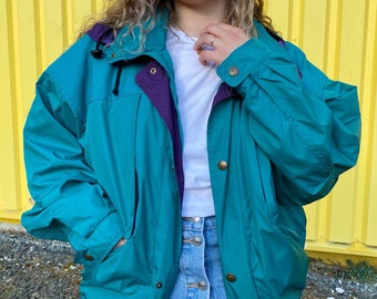 UK18 Vintage Plus Size Windbreaker XL | 90s Outdoor Jacket Snowboard Ski Oldschool Jacket | Fair Fashion Sustainable Clothing Slow Fashion