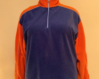 EU52/54 Vintage Plus Size Fleece Pullover Kwartrits jaren '90