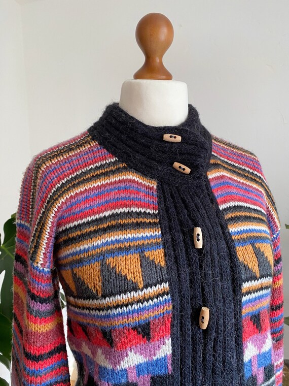 UK8/10 Vintage handmade knit jacket S | 70s colou… - image 3