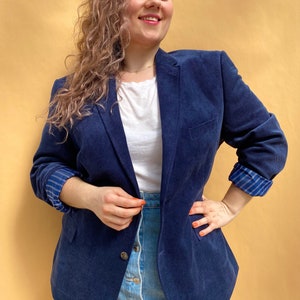 EU48 Vintage Plus Size Strukturierter Blazer 90er Bild 3