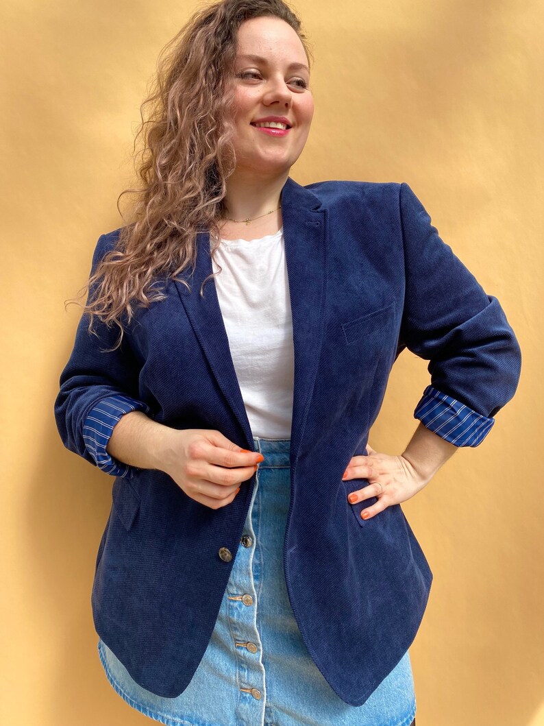 EU48 Vintage Plus Size Strukturierter Blazer 90er Bild 3