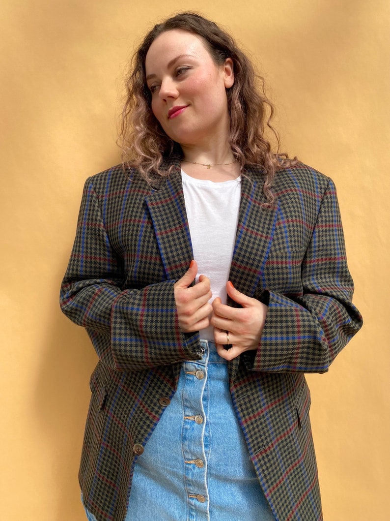 EU44 Vintage Plus Size Blazer aus Schurwolle 90er Bild 10