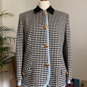 UK10 Vintage Wool Blazer M 80s blazer with houndstooth pattern classic minimalism sustainable clothing fair fashion slow fashion image 2