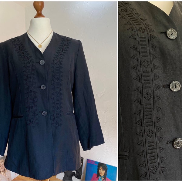 EU38 Vintage Blazer Jacke aus Seide und Leinen 90er