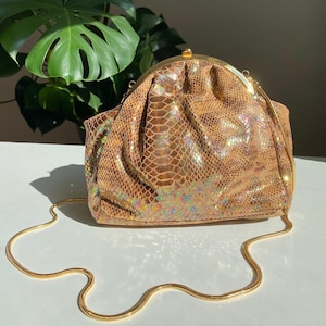 Vintage 80er Handtasche aus Kunstleder in Schlangenoptik