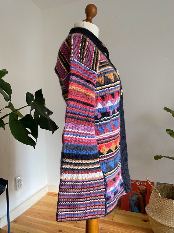 UK8/10 Vintage handmade knit jacket S | 70s colou… - image 5