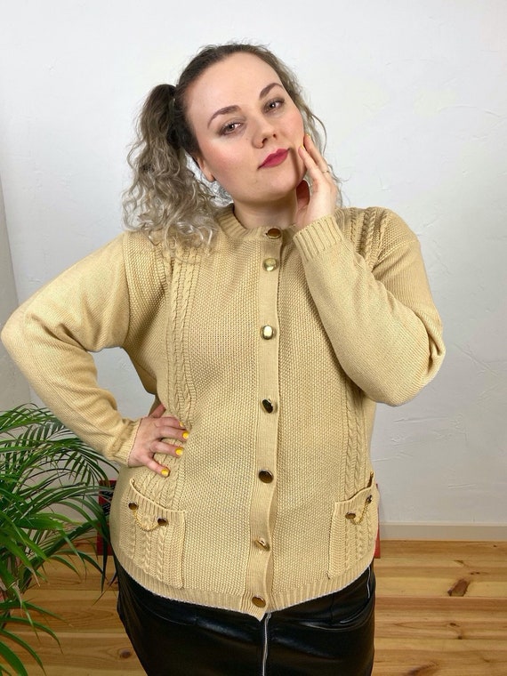 UK18/20 Vintage Plus Size Knit Cardigan XXL | 90s… - image 2