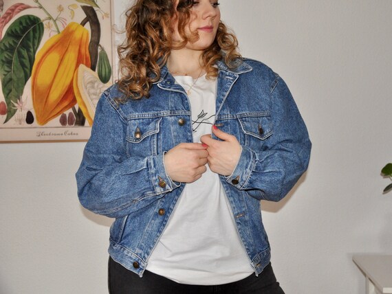 UK12/14 Vintage Plus Size Denim Jacket M L | 90s … - image 2